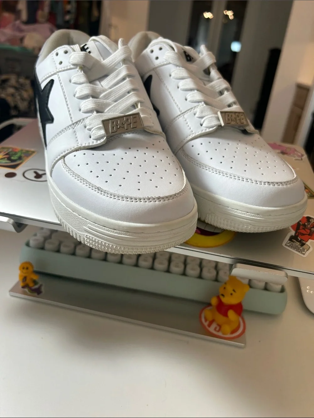 Bape White Sneakers with Black Star Bolt size 7 men